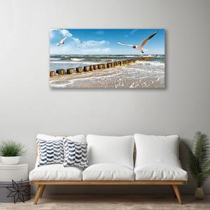 Quadro su tela Paesaggio del mare dei gabbiani 100x50 cm