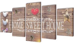Set Stampa su Tela da Muro 5 pz Home Sweet Home 100 x 50 cm