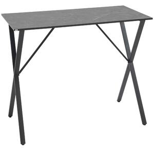 HOMCOM Bancone Bar e Tavolo Alto Stile Moderno Industriale Effetto Marmo Tavolo in Legno e Acciaio 120x60x102 cm Nero|Aosom