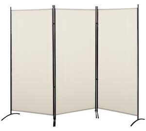 HOMCOM Paravento Separé da Interno a 3 Pannelli Pieghevole in Metallo e Poliestere, 253x50x182cm, Beige