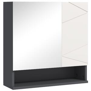 Kleankin Armadietto Bagno a Parete con Specchiera a 2 Ante e Mensole Regolabili in Legno,4 scomparti e ripiano aperto, 55x17x55cm, Grigio|Aosom Italy