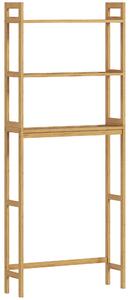 Kleankin Mobile Sopra WC Salvaspazio a 3 Ripiani Aperti a Doghe, in Bambù, 68x20x165 cm, color Bambù|Aosom