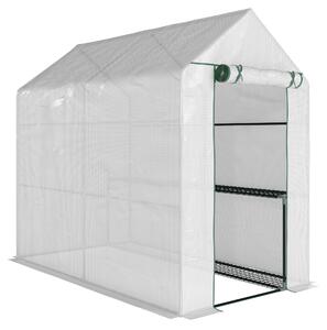 Outsunny Serra per orto da Giardino con Rivestimento in PE, Porta a Cerniera e 4 Ripiani, 186x120x190cm, Bianco | Aosom Italy