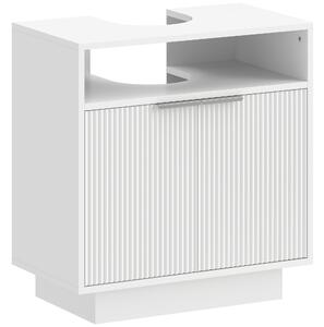 HOMCOM Mobile Sotto Lavabo Bagno con Ripiano Interno Regolabile e Ripiano Aperto, in Legno, 60x33x63 cm, Bianco | Aosom Italy
