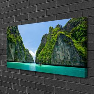 Quadro su tela Montagne, acqua, paesaggio della baia 100x50 cm
