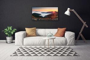 Quadro stampa su tela Montagne, nuvole, sole, paesaggio 100x50 cm