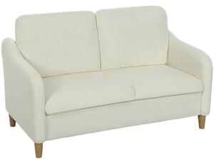 HOMCOM Divano 2 Posti Moderno con Cuscini Spessi e Rivestimento Sherpa, 137x69x82 cm, Crema | Aosom Italy