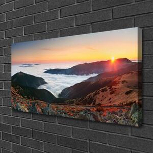 Quadro stampa su tela Montagne, nuvole, sole, paesaggio 100x50 cm