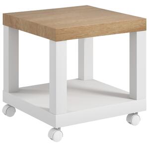 HOMCOM Tavolino da Soggiorno con Rotelle e Mensola Aperta, per Divano, Camera da Letto o Soggiorno, 40x40x40 cm, Legno Naturale e Bianco | Aosom Italy