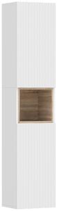 HOMCOM Mobile da Bagno a 2 Ante con Spazio Aperto e Ripiani Regolabili, in Legno, 30x24x140 cm, Bianco | Aosom Italy
