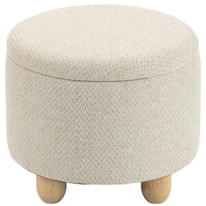 HOMCOM Pouf contenitore rotondo da 19 L effetto iuta con coperchio, beige | Aosom Italy