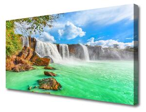 Quadro su tela Paesaggio del lago della cascata 100x50 cm
