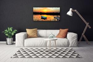 Quadro su tela Paesaggio del lago del ponte della barca 100x50 cm