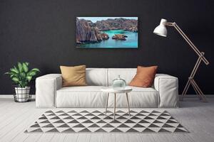 Quadro stampa su tela Paesaggio del mare della roccia della baia 100x50 cm