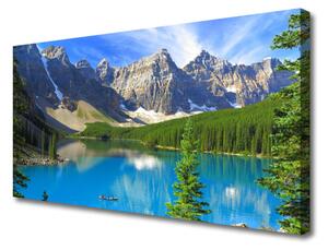 Stampa quadro su tela Paesaggio della foresta di montagna del lago 100x50 cm