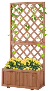 Outsunny Fioriera da Giardino con Spalliera a Griglia per Piante Rampicanti in Legno di Abete, 72.5x31.5x149.5cm, Arancio | Aosom Italy