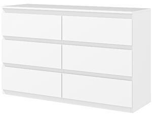 HOMCOM Cassettiera con 6 Cassetti per Camera da Letto in Legno con Guide in Metallo, 120x39x75 cm, Bianco | Aosom Italy