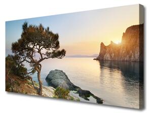 Quadro su tela Paesaggio dell'albero del lago 100x50 cm
