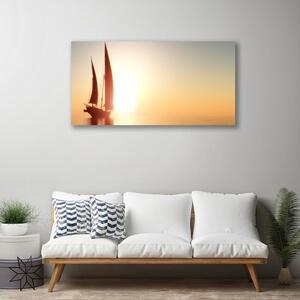 Stampa quadro su tela Barca Mare Il Sole Paesaggio 100x50 cm