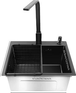 Lavello in acciaio inossidabile, ampia ciotola singola, design user-friendly, con rubinetto