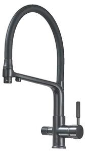 Rubinetto da cucina, struttura in ottone, design a due maniglie, finitura nera opaca