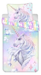 Biancheria da letto per bambini in cotone per letto singolo 140x200 cm Unicorn "Pastel Rainbow" - Jerry Fabrics