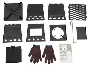 Forno a legna pieghevole, design resistente al vento, versatilità di cottura, colore nero