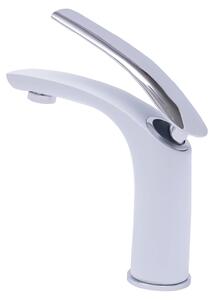 Miscelatore per lavabo, da montare a parete, con maniglia ergonomica, colore bianco