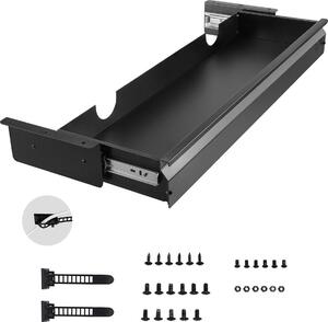 Cassetto sotto la scrivania - Organizzatore da tavolo - Nascosto - Dimensioni 84 x 24 x 10,7 cm - Montaggio sotto la scrivania - Per scrivanie sit/stand - Cassetto per matite