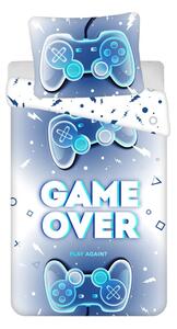 Biancheria da letto per bambini in cotone bianco e blu per letto singolo 140x200 cm Game over - Jerry Fabrics