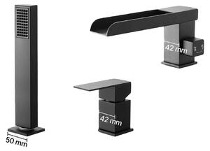 Miscelatore per vasca, installazione a 3 fori, flusso d'acqua elevato, finitura nera opaca