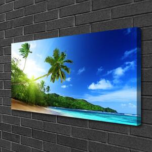 Quadro su tela Paesaggio della palma del mare della spiaggia 100x50 cm