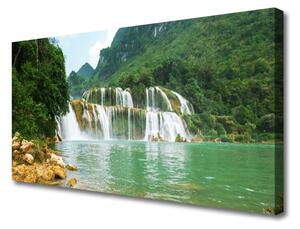 Foto quadro su tela Paesaggio della cascata della foresta 100x50 cm