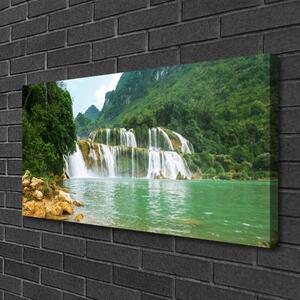 Foto quadro su tela Paesaggio della cascata della foresta 100x50 cm