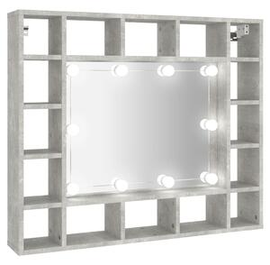 Mobile a Specchio con LED Grigio Cemento 91x15x76,5 cm