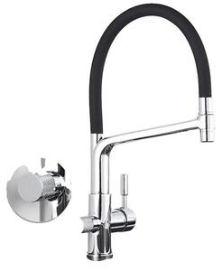 Rubinetto da cucina, struttura in ottone, design a due maniglie, finitura cromata