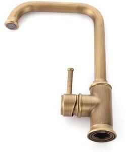 Rubinetteria da bagno - Miscelatore per lavabo - Monocomando - Bocca orientabile - Altezza 25 cm - Montaggio a vista - Ottone - Bronzo