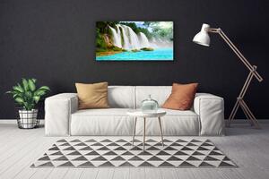 Stampa quadro su tela Cascata del lago naturale 100x50 cm