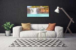 Quadro su tela Paesaggio del lago della cascata 100x50 cm