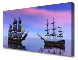 Stampa quadro su tela Paesaggio del mare di barche 100x50 cm