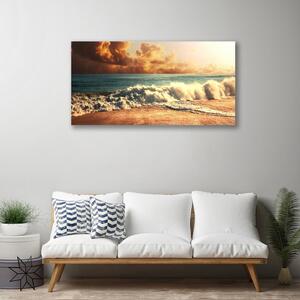 Quadro su tela Paesaggio delle onde della spiaggia dell'oceano 100x50 cm