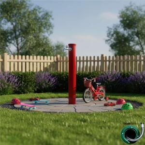 Fontana da Giardino con Rubinetto Dimensioni 16x30x85 cm - peso 7,5kg con tubo rubinetto, Garantita contro la ruggine Colore Rosso