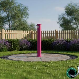 Fontana da Giardino con Rubinetto Dimensioni 16x30x85 cm - peso 7,5kg con tubo rubinetto, Garantita contro la ruggine Colore Ciclamino