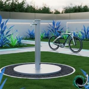 Fontana da Giardino con Rubinetto Dimensioni 16x30x85 cm - peso 7,5kg con tubo rubinetto, Garantita contro la ruggine Colore Alluminio