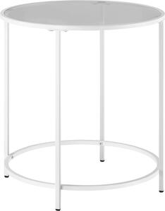VASAGLE Tavolino rotondo, piano in vetro temperato, struttura in metallo, terminale per divano, consolle, comodino, per soggiorno, balcone