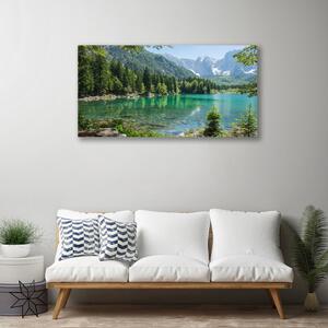 Quadro stampa su tela Foresta Natura Lago Montagne 100x50 cm