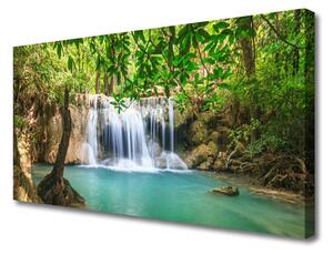 Quadro su tela Cascata del lago della foresta naturale 100x50 cm