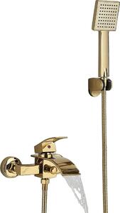 Miscelatore per vasca, con due manopole, design contemporaneo, finitura dorata