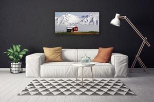 Quadro su tela Paesaggio di neve della casa di montagna 100x50 cm