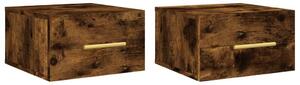 VidaXL Comodini da parete 2 pz. Rovere fumé 35x35x20 cm